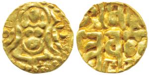 Chandellas of Jejakabhukti, Kirttivarmadeva (1098 AD), Gold Masha, 0.99g, obv. seated Laks