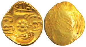 Yadavas of Devagiri, Bhillama V (1185-1193 AD), Gold Gadyana / Padma Tanka, 3.76g, Punch-m