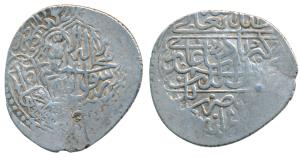 Akbar, Silver Shahrukhi, 4.71g, Kabul Mint, obv. Kalima within double bordered pentagonal 