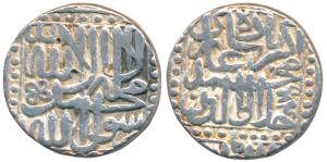 Akbar, Silver Rupee, 11.34g, Dar ul-Khilafat Malpur Mint, AH 984, Kalima type, legend with