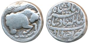 Jahangir, Silver Zodiac Rupee, 11.22g, Ahmedabad Mint, Taurus sign, AH 1027/13, obv. a bul
