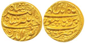 Jahangir, Gold Mohur, 10.92g, Burhanpur Mint, Month Aban, RY 16, complete mint name in cen