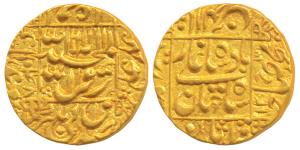 Shah Jahan, Gold Mohur, 10.95g, Surat Mint, AH 1048/12, legend within square area (KM 260.