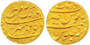 Aurangzeb, Gold Mohur, 11g, Aurangabad Mint, AH 1074/6 (KM 315.10). About Uncirculated.