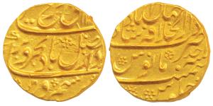 Farrukhsiyar, Gold Mohur, 10.90g, Dar-ul-Khilafat Shahjahanabad Mint, RY Ahd, complete min