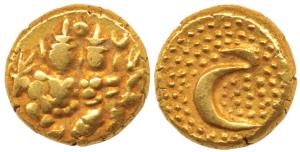 Haider Ali (AH 1174-1197, AD 1761-1782), Gold Pagoda, Shiva and Parvati seated, rev. Persi
