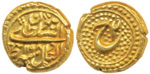 Tipu Sultan, Gold Pagoda, 3.41g, Patan Mint, AM 1198/2, Persian letter ’He’ on rev., no mi