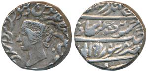 Jaswant Singh, Silver Rupee, 11.14g, Bharatpur Mint, with the name and portrait of Queen V