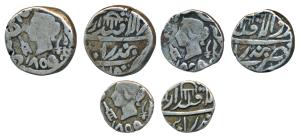Local issues, set of 3, Silver Rupee, ½ and ¼, Bindraban Mint, with the name and portrait 