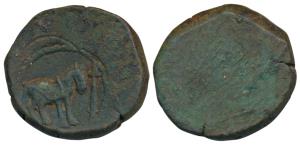 Bhilsa Mint, Copper Paisa, 14.59g, Anonymous Issue, a single punch of a horse standing in 