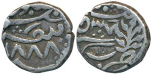 Bhanwar Pal, Silver Rupee, 11.03g, in the name of Queen Victoria, 1888/3 AD, jhar on rev. 