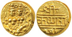 Krishna Raja Wodeyar, Gold Pagoda, 3.42g, Shiva and Parvati on obv., rulers name in Nagari