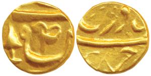 Bhupinder Singh (VS 1958-1994, 1900-1937 AD), Gold 1/3 Mohur, 3.61g, in the name of Ahmed 