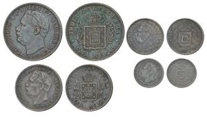 Luis I (Ludwig), set of 4, Silver Rupia, ½, ¼ and 1/8, 1881 and 1882 (KM 312, 311, 310 & 3