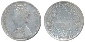 Victoria Queen, Silver Rupee, 1862, Bombay Mint, A / II / 1 / 7, (Prid 90). About Very Fin
