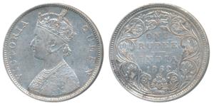 Victoria Queen, Silver Rupee, 1862, Bombay Mint, B / II / 0 / 5, Unlisted in Pridmore. Ver