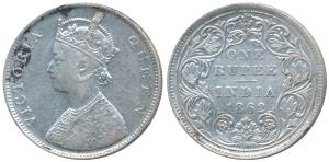 Victoria Queen, Silver Rupee, 1862, Bombay Mint, B / II / 0 / 7, (Prid 88). Very Fine, Ver