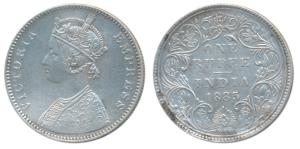 Victoria Empress, Silver Rupee, 1885, Bombay Mint, A3 / II / B raised in top and bottom fl