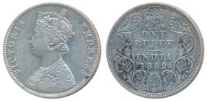 Victoria Empress, Silver Rupee, 1889, Bombay Mint, A3 / I / B incuse, Unlisted in Pridmore