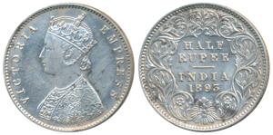 Victoria Empress, Silver ½ Rupee, 1893, Calcutta Mint, A / I / C incuse, (Prid 277). Very 