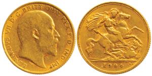 Great Britain, Edward VII, Gold ½ Sovereign, 4g, 1904, (KM 804). Very Fine+, Rare.