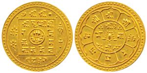 Nepal, Prithvi Bir Bikrama, Gold Tola, 12.40g, SE 1832 (1910 AD) (KM 675.1). Brilliant Unc