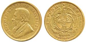 South Africa, Gold Kruger Pond, 8g, 1898, Single Saft type (KM 10.2). Very Fine, Rare.