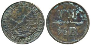Brass Token, Southern India Coffee Company Limited, obv. an elephant and its calf in the f
