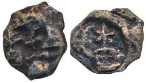 City-States, Erikachha, (2nd century BC), Cast Copper, 3.19g, an early coin, obv. bold tre