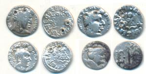 Satavahanas, Silver Drachma (3), Portrait type, a lot of three different rulers, Yajna Sat