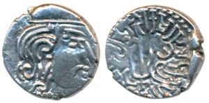 Maitrakas of Vallabhi, ’Sharva Bhattaraka’, Silver Drachma, 1.85g, obv. bust of the king f