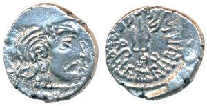 Maitrakas of Vallabhi, ’Sharva Bhattaraka’ (c. 500-600 AD), Silver Drachma, 1.80g, obv. bu