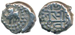 Chowhans of Ranthambhor, Jaitra Simha (c. 1275 AD), Silver Dramma, 4.32g, lion facing left