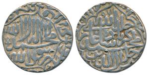 Akbar, Silver Rupee, 11.35g, Agra Mint (off flan), AH 971, Kalima type, legend within scal