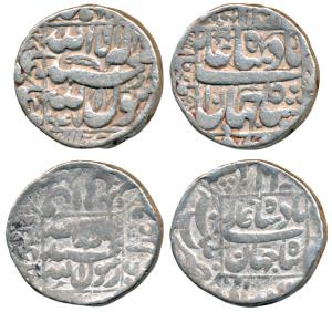 Shah Jahan, Silver Rupee (2), Multan and Patna Mint, AH 1047/10 and 1043 (KM 235.19 & 235.