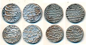 Aurangzeb, Silver Rupee (4), Dar-ul-Khair Ajmer, Khambayat, Lakhnau and Tatta Mints, AH 11
