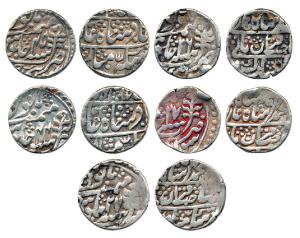 Jaipur Mint, Silver Rupee (5), different rulers and years. Fine+ to Very Fine+. (5)