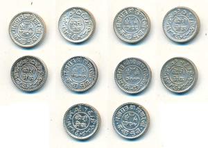 Khengarji III, Silver Kori (5), 1985 VS/1929 AD; 1990 VS/1933 AD; 1995 VS/1938 AD; 1988 VS