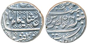 Arkat Mint, Silver Rupee, 11.15g, in the name of Shah Alam II, AH 1201/26 (KM 15). Extreme