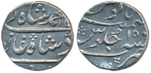 Mumbai Mint, Silver Rupee, 11.46g, in the name of Muhammad Shah, AH 114X/15 (KM 163). Extr