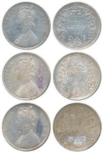 Victoria Queen, Silver Rupee, 1862, Calcutta Mint, A / II(a), pineapple cones at four plac