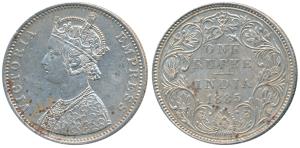 Victoria Empress, Silver Rupee, 1885, Bombay Mint, C2 / II / B raised, Unlisted in Pridmor