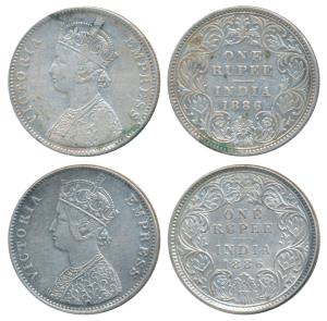 Victoria Empress, Silver Rupee, 1886, Calcutta Mint, A4 / I / C incuse, (Prid 126). & Bomb