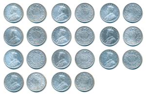 George V, Silver Rupee (11), 1912, 1913, 1914, 1916 (2), 1917 (3), 1918 (2), and 1919 Bomb