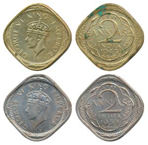 George VI, Cupro-Nickel 2 Annas, 1939, Bombay Mint, dot before and after the date numerals