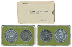 1979 Uncirculated Set, Happy Child Nation’s Pride, set of 2, Rupees 10 and 50. In near imm