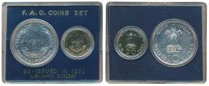 1971 Uncirculated Set, Food For All, set of 2, 20 Paise and Rupees 10. In immaculate condi