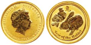 Australia, Elizabeth II, Gold 5 Dollars, 1/20 ounce,1.55g, .999 purity, Lunar Series, rev.