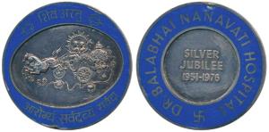 Modern, Silver Jubilee of Dr. Balabhai Nanavati Hospital, 1951-1976, Silver Medallion, 55g