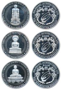 The Saints of Jainism, Silver Medallion ½ oz, 15.55g (3), total silver weight 46.65g, depi